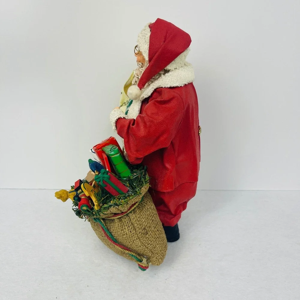 Vintage Santa Claus Figurine Naughty Nice List Toy Sack Christmas Decor 11 inch